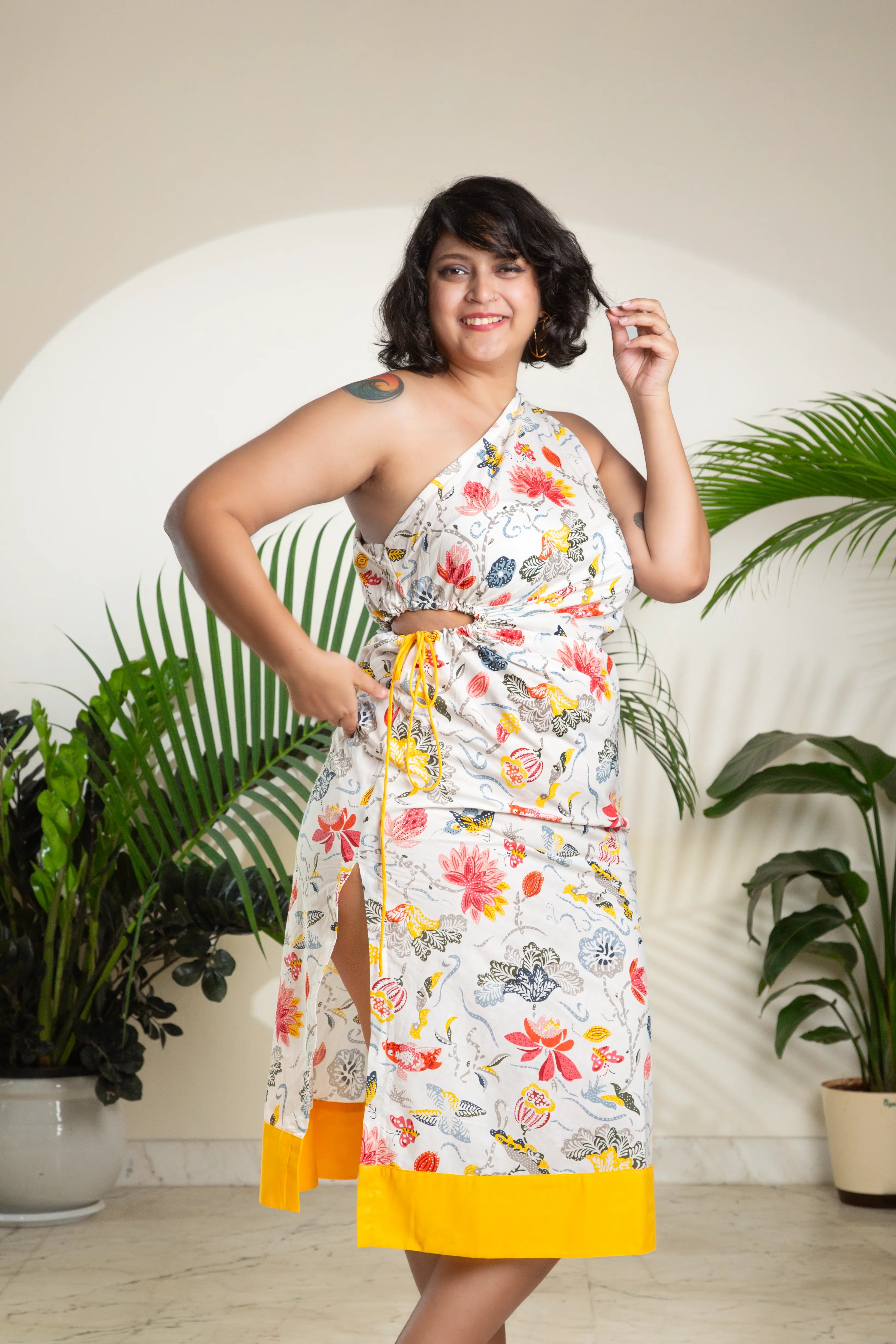 The Maya Tropical One-Shoulder Dress