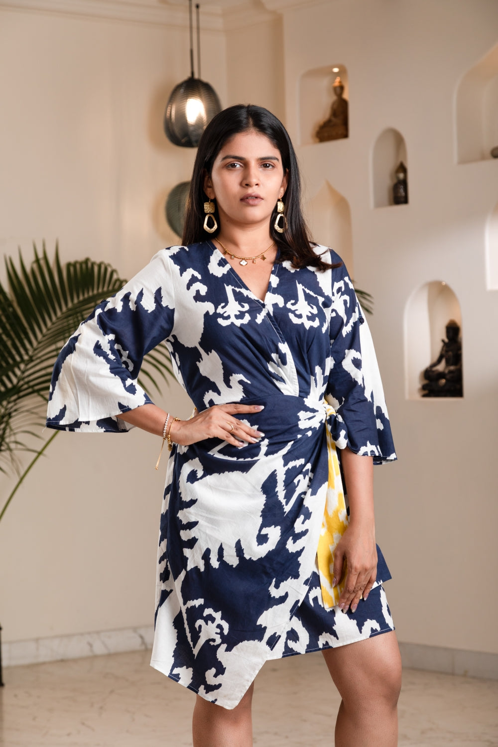 Navy Bohemian Wrap Dress