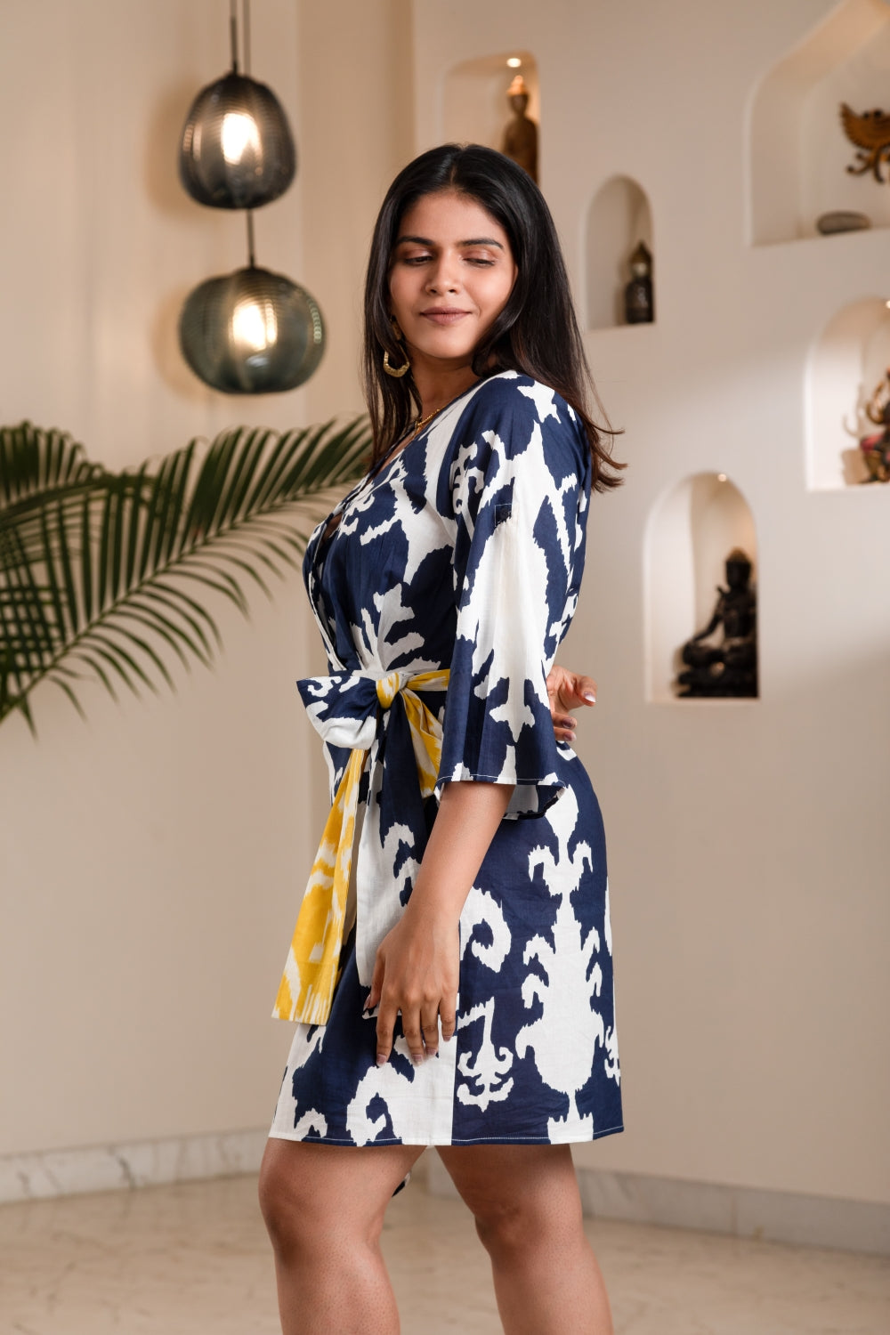 Navy Bohemian Wrap Dress