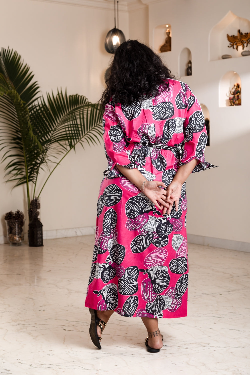 Botanical Pink Wrap Dress