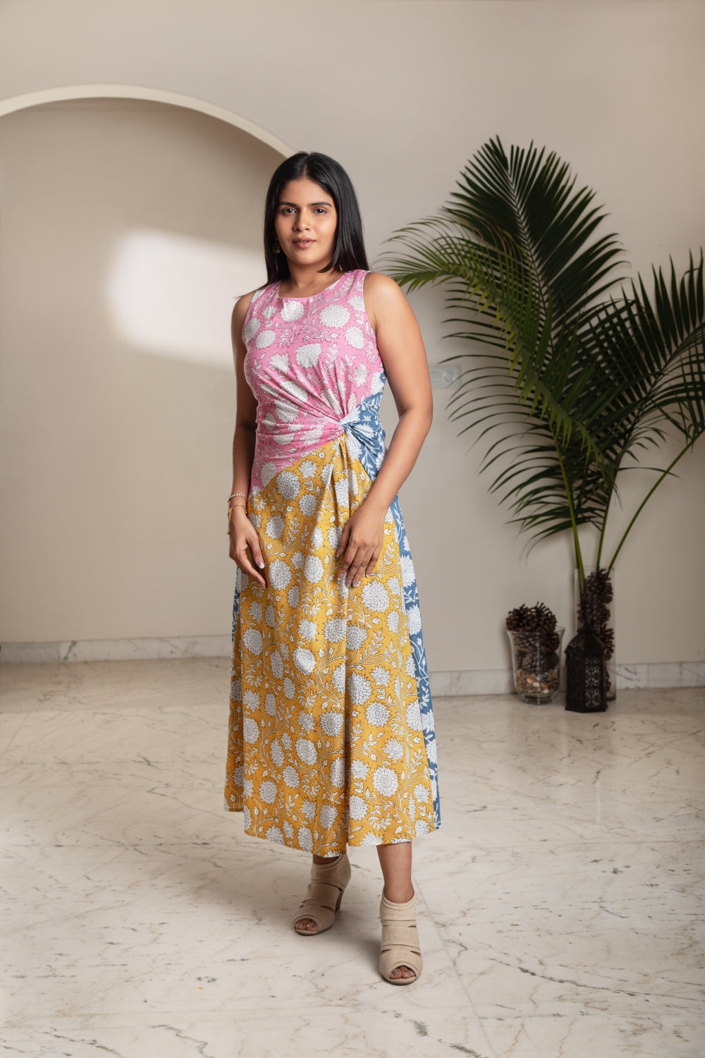 Mosaic Floral Twist Dress