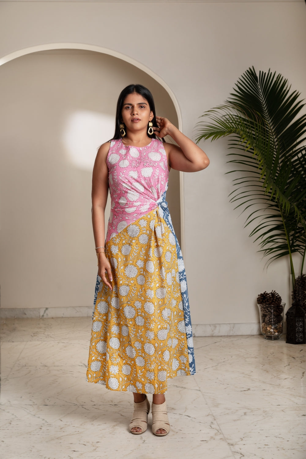 Mosaic Floral Twist Dress