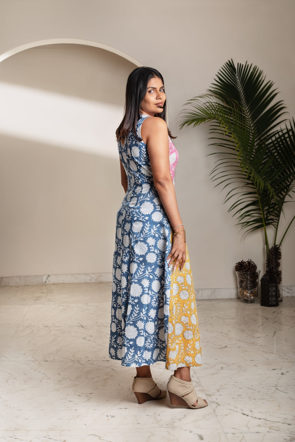 Mosaic Floral Twist Dress