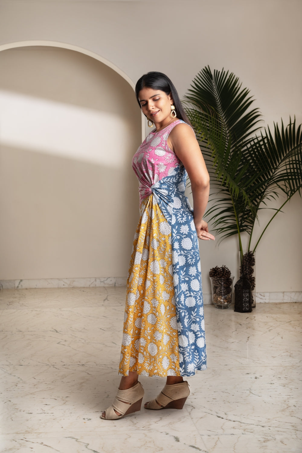 Mosaic Floral Twist Dress