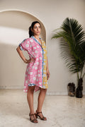 Mosaic Garden Button-Up Shirt Dress