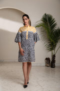 Zebra Print Bell Sleeve Shirt Dress