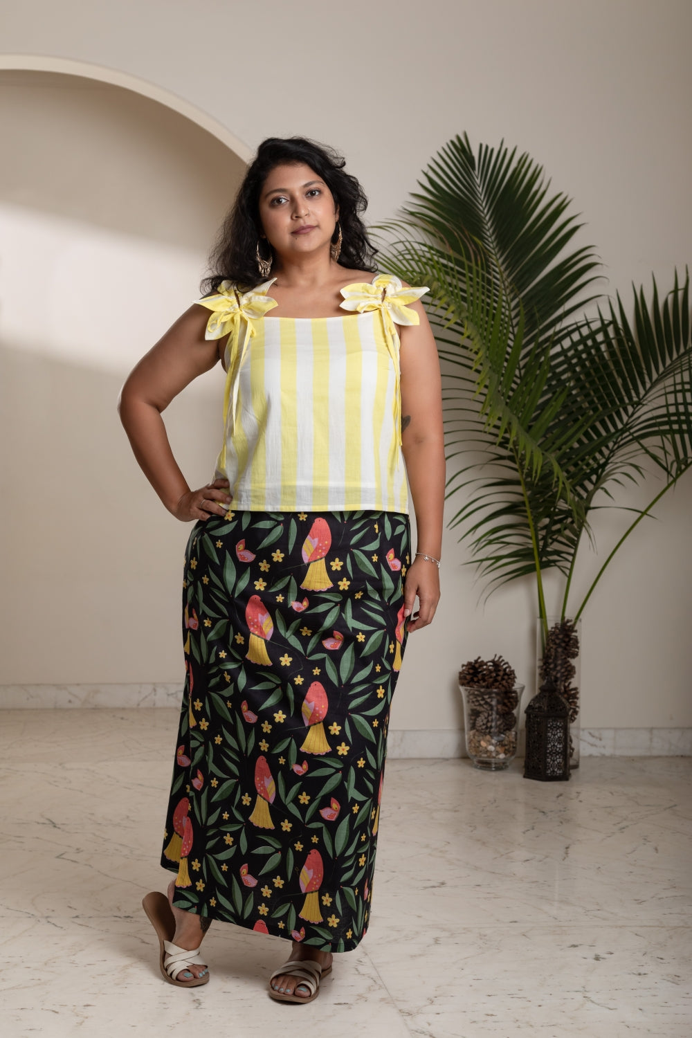Tropical Fruit Print Two-Piece Outfit