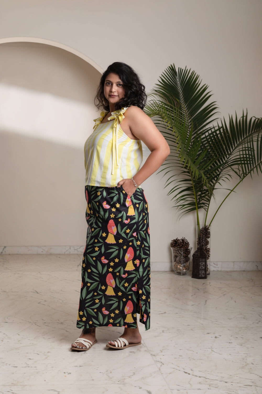 Tropical Fruit Print Two-Piece Outfit