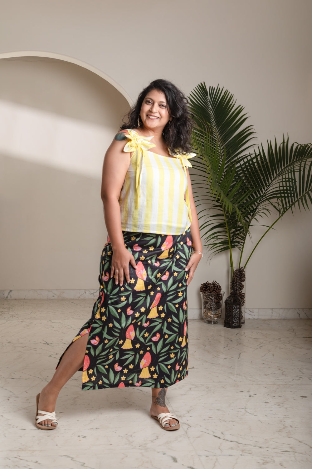 Tropical Fruit Print Two-Piece Outfit