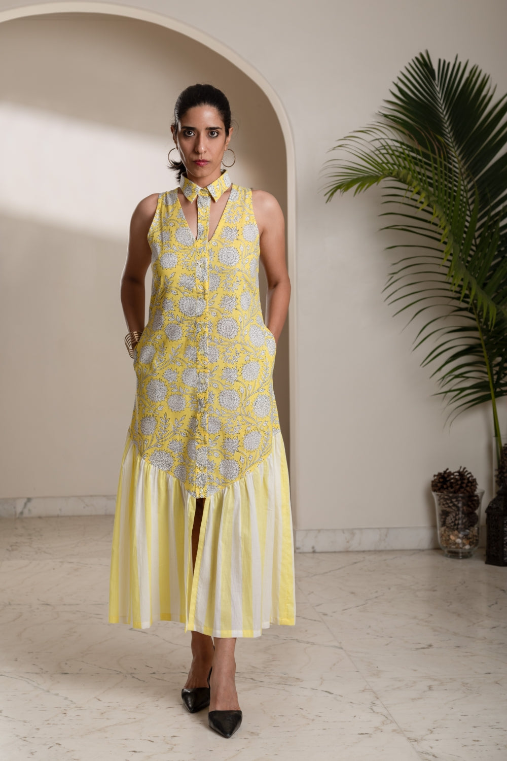 Sunshine Print Sleeveless Dress