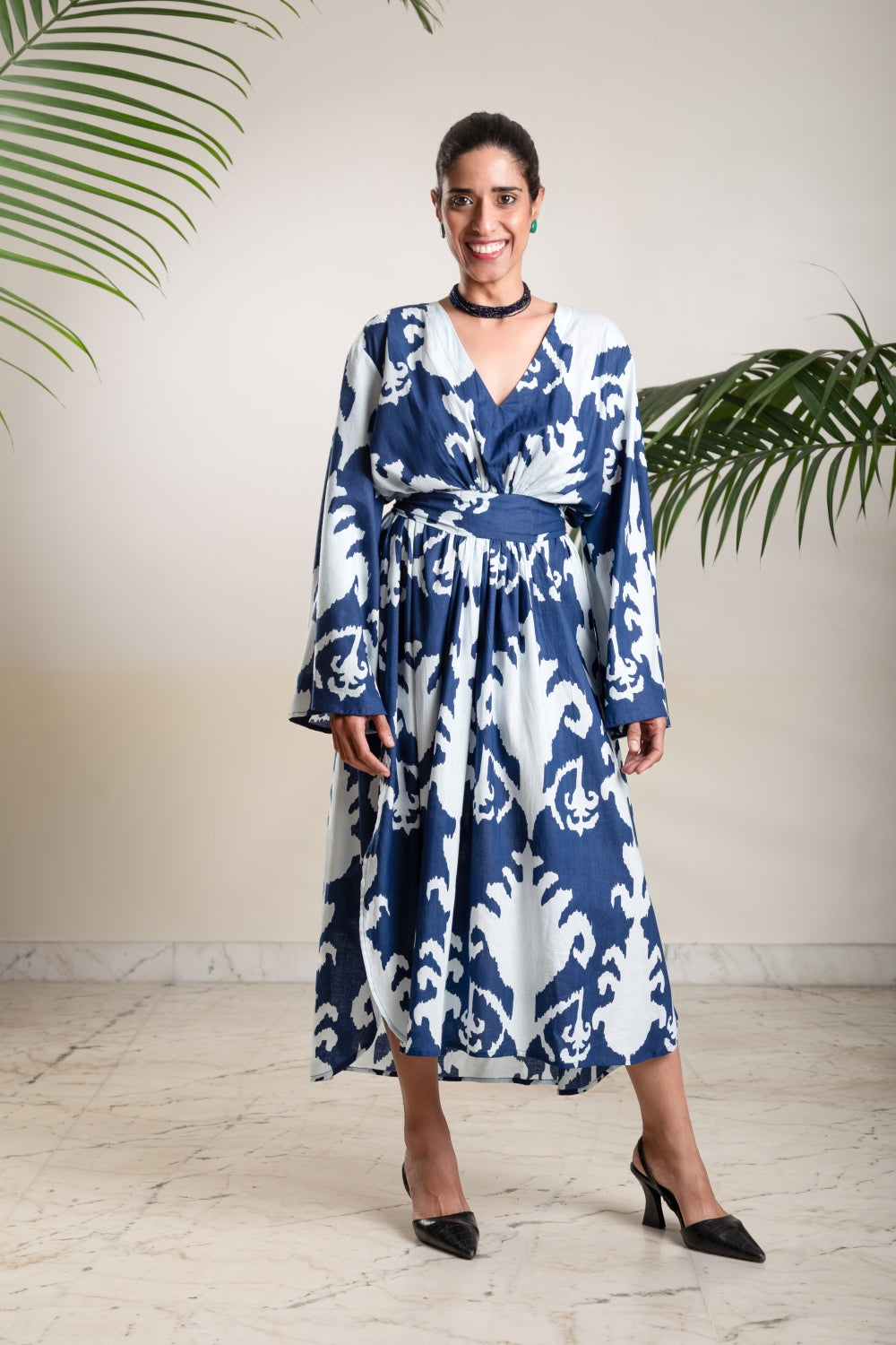 Indigo Breeze Kimono Dress