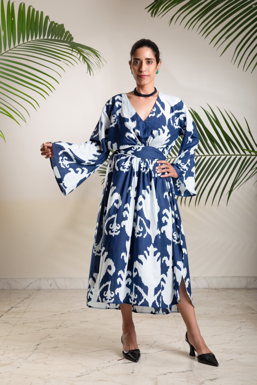 Indigo Breeze Kimono Dress