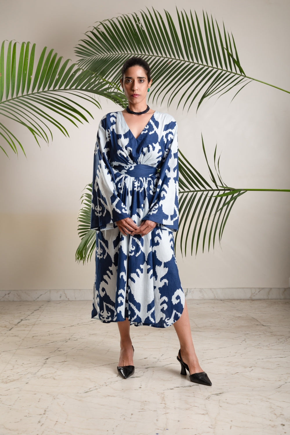 Indigo Breeze Kimono Dress